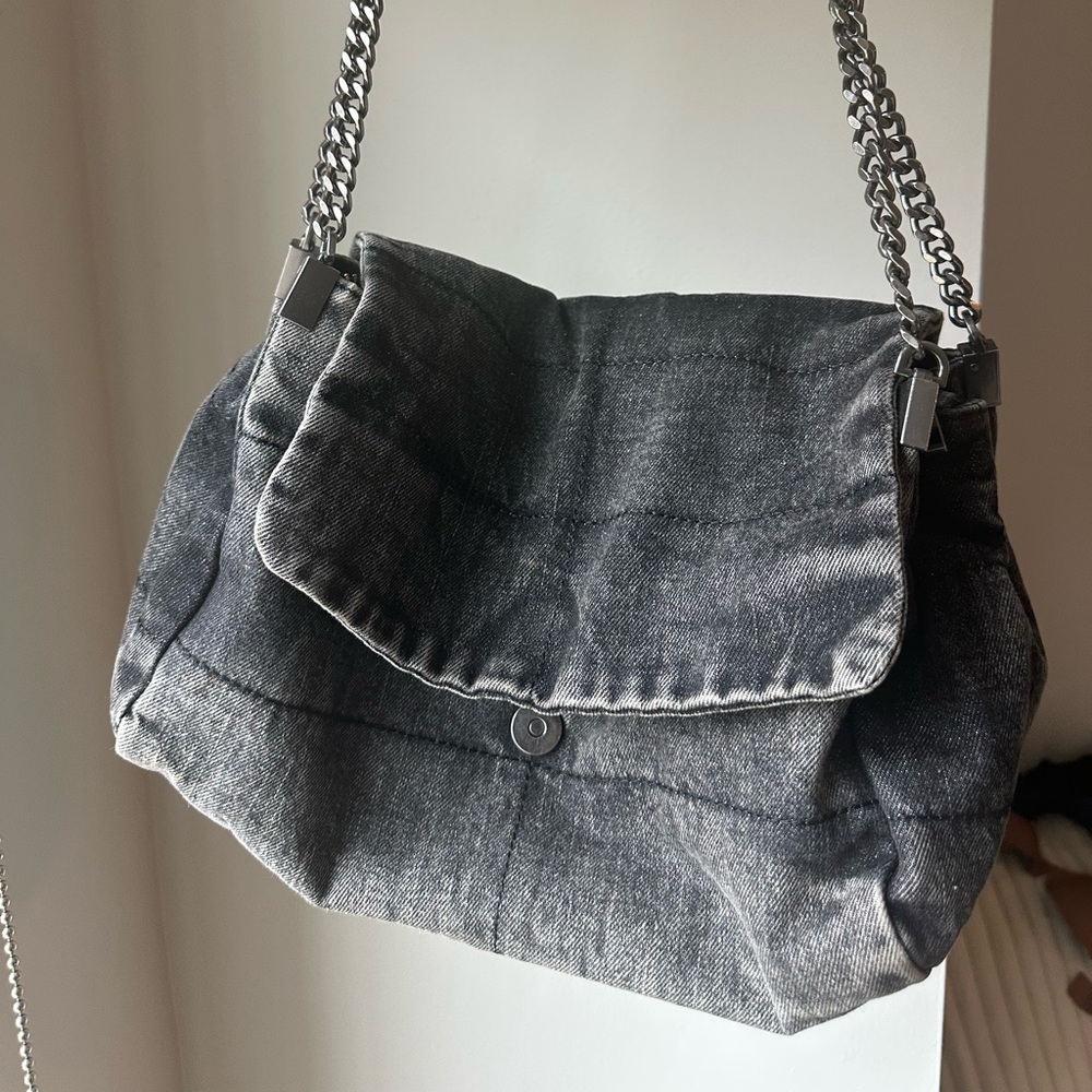ZARA Washed Black Chain Shoulder Bag